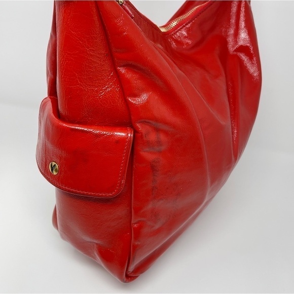 YSL Yves Saint Laurent Multy Large Hobo Bag Red Patent Leather - Picture 15 of 15